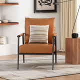 Mid-Century Modern Faux Leather Accent Chair, Brown