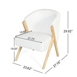 Modern Upholstery Accent Chair with Solid Wood Frame, White