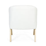 Modern Upholstery Accent Chair with Solid Wood Frame, White