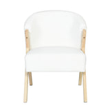 Modern Upholstery Accent Chair with Solid Wood Frame, White