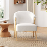 Modern Upholstery Accent Chair with Solid Wood Frame, White