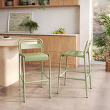 Elowen Outdoor Patio Bar Stools, Iron, Set of 2