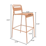 Elowen Outdoor Patio Bar Stools, Iron, Set of 2