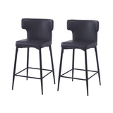 Set of 2 Modern Counter Stools PU Leather Bar Chairs