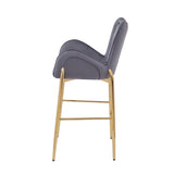Set of 2 Velvet Counter Stools Tufted Bar Chairs Gold Frame
