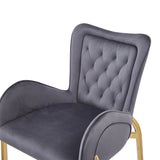 Set of 2 Velvet Counter Stools Tufted Bar Chairs Gold Frame