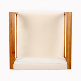 Modern Outdoor Patio Acacia Wood Dining Chairs with Cushions, Set of 2