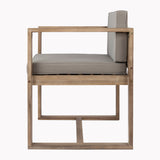 Modern Outdoor Patio Acacia Wood Dining Chairs with Cushions, Set of 2