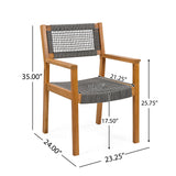 5Pcs Outdoor Patio Dining Set, Rope Weave Chairs & Metal Frame Table