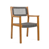 5Pcs Outdoor Patio Dining Set, Rope Weave Chairs & Metal Frame Table