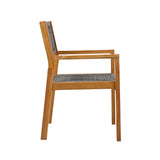 Outdoor Patio Acacia Wood Braided Rope Dining Chairs, Set of 2
