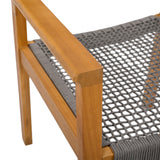 Outdoor Patio Acacia Wood Braided Rope Dining Chairs, Set of 2