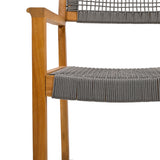 Outdoor Patio Acacia Wood Braided Rope Dining Chairs, Set of 2