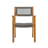Outdoor Patio Acacia Wood Braided Rope Dining Chairs, Set of 2