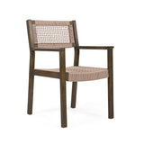 5Pcs Outdoor Patio Dining Set, Rope Weave Chairs & Metal Frame Table