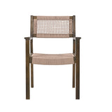 Outdoor Patio Acacia Wood Braided Rope Dining Chairs, Set of 2