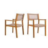 5Pcs Outdoor Patio Dining Set, Rope Weave Chairs & Metal Frame Table