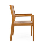 Outdoor Patio Acacia Wood Braided Rope Dining Chairs, Set of 2