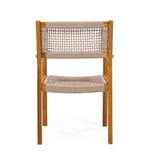 Outdoor Patio Acacia Wood Braided Rope Dining Chairs, Set of 2