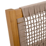 Outdoor Patio Acacia Wood Braided Rope Dining Chairs, Set of 2
