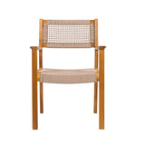 Outdoor Patio Acacia Wood Braided Rope Dining Chairs, Set of 2
