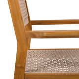 Outdoor Patio Acacia Wood Braided Rope Dining Chairs, Set of 2