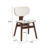 White Boucle & Walnut Bentwood Dining Chair, Set of 2