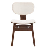 White Boucle & Walnut Bentwood Dining Chair, Set of 2