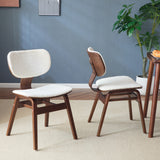 White Boucle & Walnut Bentwood Dining Chair, Set of 2