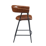 Set of 2 Modern PU Leather Counter Stools – Brown Upholstery