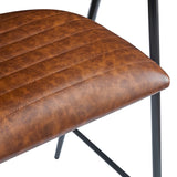 Set of 2 Modern PU Leather Counter Stools – Brown Upholstery