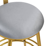 Set of 2 Velvet Counter Stools – Dark Grey Upholstery, Round Cushion