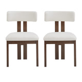 Set of 2 Modern Upholstered Dining Chairs Fabric with Sturdy Iron Frame