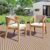 Modern Outdoor Rope Weave Dining Chairs with Cushion, Set of 2