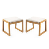 Modern Outdoor Patio Dining Stool Bench with Cushions, Set of 2