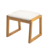 Modern Outdoor Patio Dining Stool Bench with Cushions, Set of 2