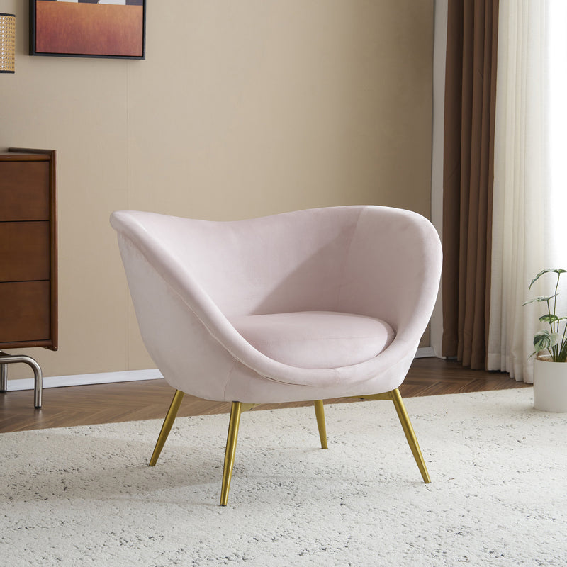 Modern Velvet Accent Chair with Gold Legs