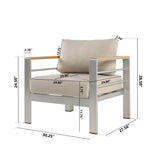 Steava Aluminum Outdoor Patio Club Chair with Beige Cushions