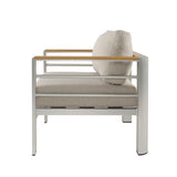 Steava Aluminum Outdoor Patio Club Chair with Beige Cushions