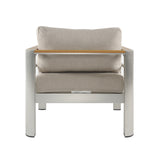 Steava Aluminum Outdoor Patio Club Chair with Beige Cushions