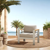 Steava Aluminum Outdoor Patio Club Chair with Beige Cushions