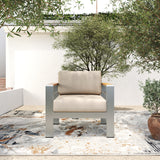 Steava Aluminum Outdoor Patio Club Chair with Beige Cushions