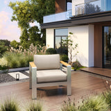 Steava Aluminum Outdoor Patio Club Chair with Beige Cushions