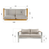 Jorsans Aluminum Outdoor Patio Loveseat with Beige Cushions