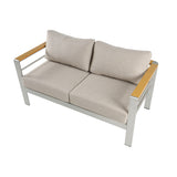 Jorsans Aluminum Outdoor Patio Loveseat with Beige Cushions
