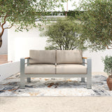 Jorsans Aluminum Outdoor Patio Loveseat with Beige Cushions