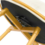 Set of 2 Velvet Swivel Bar Stools 180° Gold Frame w/ Woven Back & Footrest