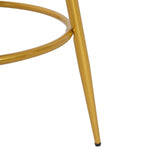 Set of 2 Velvet Swivel Bar Stools 180° Gold Frame w/ Woven Back & Footrest