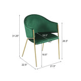 Velvet Dining Chairs with Gold Metal Frame, Set of 2