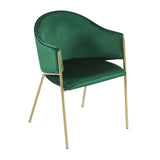 Velvet Dining Chairs with Gold Metal Frame, Set of 2